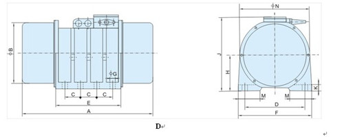 XUM振動電機(jī)外形及安裝尺寸